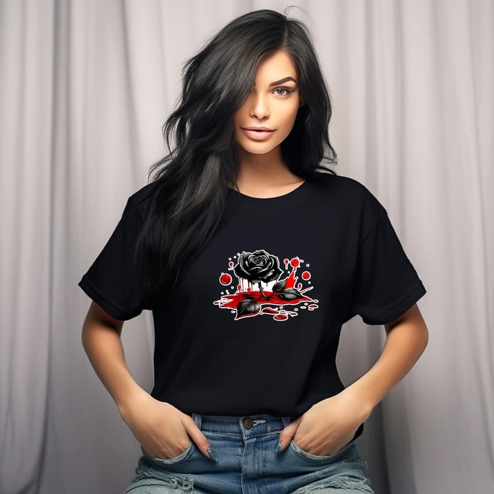 Black Rose Anti Valentine Gothic Aesthetic Graphic Unisex T-Shirt